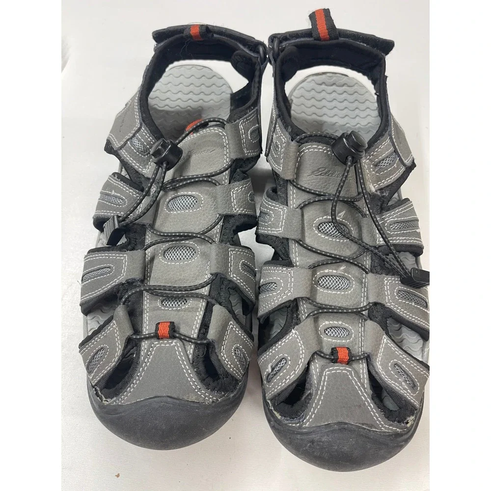 Eddie‎ Bauer Tommy Mens Grey Leather Closed Toe Fisherman Hiking Sandals Size 11